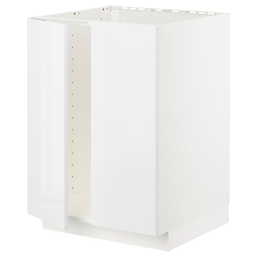 METOD ארון תחתון לכיור+2 דלתות, לבן/Ringhult לבן, 60x60 ס"מ