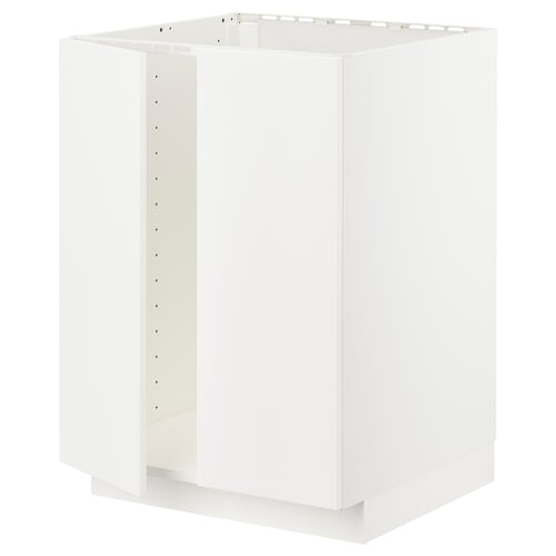 METOD ארון תחתון לכיור+2 דלתות, לבן/Veddinge לבן, 60x60 ס"מ
