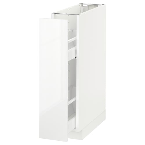 METOD ארון תחתון עם אבזור פנים נשלף, לבן/Ringhult לבן, 20x60 ס"מ