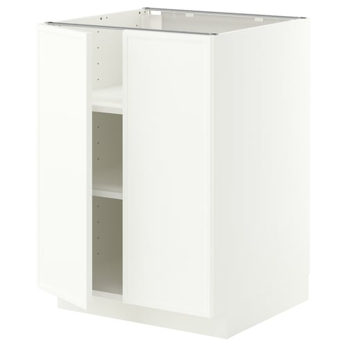 METOD ארון תחתון עם מדפים/2 דלתות, לבן/Aspudden לבן מט, 60x60 ס"מ