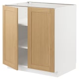 METOD ארון תחתון עם מדפים/2 דלתות, לבן/Forsbacka אלון, ‎80x60 ס"מ‏