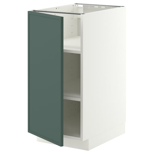 METOD ארון תחתון עם מדפים, לבן/Aspudden אפור כהה-ירוק, 40x60 ס"מ
