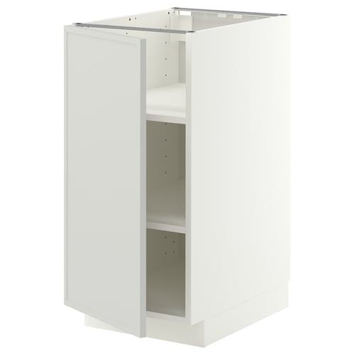 METOD ארון תחתון עם מדפים, לבן/Aspudden אפור בהיר, 40x60 ס"מ