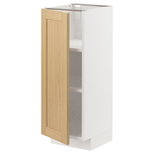METOD ארון תחתון עם מדפים, לבן/Forsbacka אלון, 30x37 ס"מ