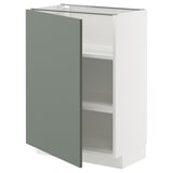 METOD ארון תחתון עם מדפים, לבן/Nickebo אפור-ירוק מט, ‎60x37 ס"מ‏