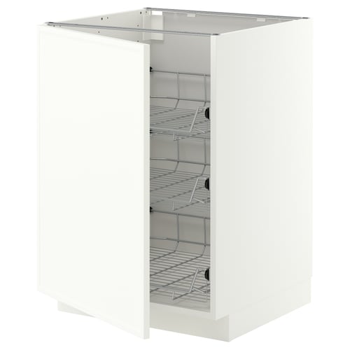 METOD ארון תחתון עם סלסילות רשת, לבן/Aspudden לבן מט, 60x60 ס"מ