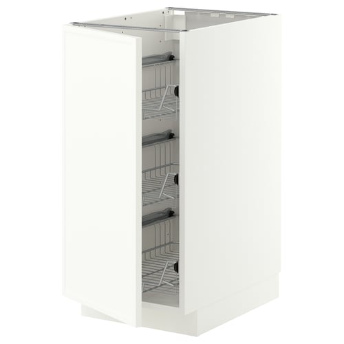 METOD ארון תחתון עם סלסילות רשת, לבן/Aspudden לבן מט, 40x60 ס"מ