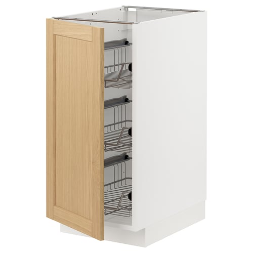 METOD ארון תחתון עם סלסילות רשת, לבן/Forsbacka אלון, 40x60 ס"מ