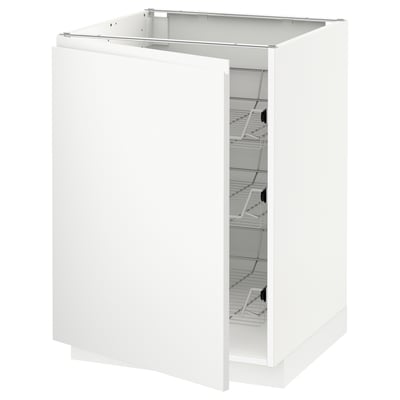 METOD ארון תחתון עם סלסילות רשת, לבן/Voxtorp לבן מט, ‎60x60 ס"מ‏