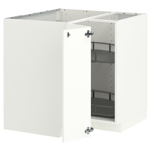 METOD ארון תחתון פינתי עם קרוסלה, לבן/Aspudden לבן מט, 88x88 ס"מ
