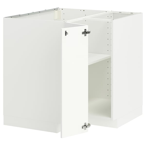 METOD ארון תחתון פינתי עם מדף, לבן/Ringhult לבן, 88x88 ס"מ
