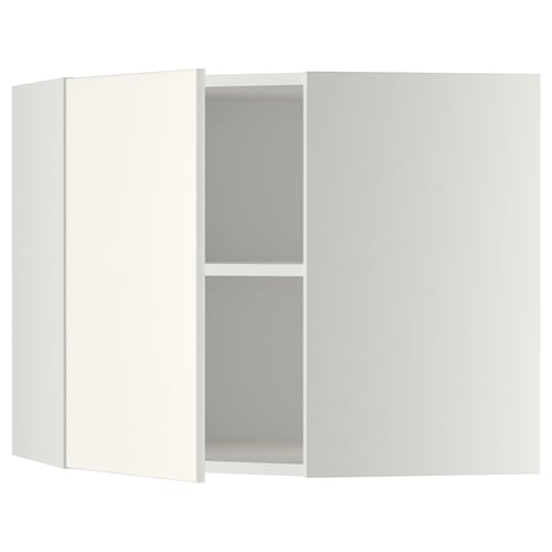 METOD ארון עליון פינתי עם מדפים, לבן/Veddinge לבן, 68x60 ס"מ