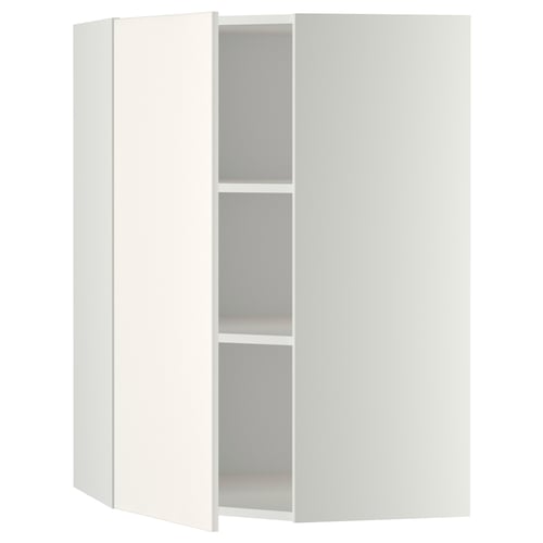 METOD ארון עליון פינתי עם מדפים, לבן/Veddinge לבן, 68x100 ס"מ