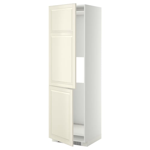 METOD ארון גבוה למקרר/מקפיא+2 דלתות, לבן/Bodbyn אוף-ווייט, 60x60x200 ס"מ