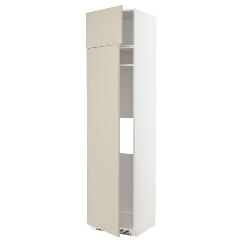 METOD ארון גבוה למקרר/מקפיא עם 2 דלתות, לבן/Havstorp בז', 60x60x240 ס"מ