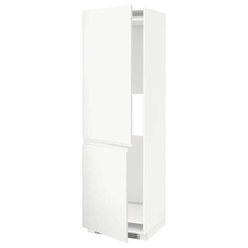 METOD ארון גבוה למקרר/מקפיא+2 דלתות, לבן/Voxtorp לבן מט, 60x60x200 ס"מ