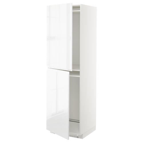 METOD ארון גבוה למקרר/מקפיא, לבן/Voxtorp מבריק/לבן, 60x60x200 ס"מ