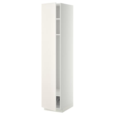 METOD ארון גבוה עם מדפים/סלסילת רשת, לבן/Veddinge לבן, ‎40x60x200 ס"מ‏