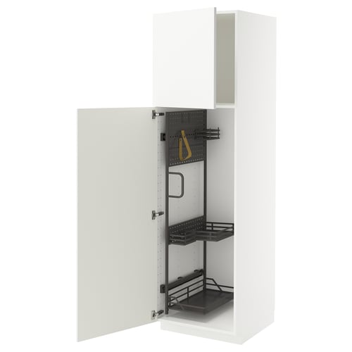 METOD ארון גבוה+יחידת מדפים פנימית, לבן/Ringhult לבן, 60x60x200 ס"מ