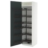 METOD ארון גבוה עם מזווה נשלף, לבן/Kallarp אפור כהה-ירוק מבריק, ‎60x60x200 ס"מ‏