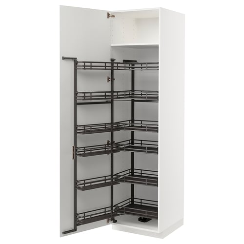 METOD ארון גבוה עם מזווה נשלף, לבן/Ringhult לבן, 60x60x220 ס"מ
