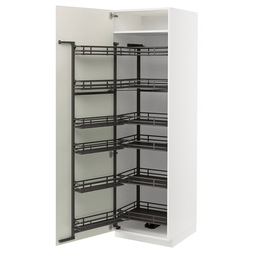 METOD ארון גבוה עם מזווה נשלף, לבן/Veddinge לבן, 60x60x200 ס"מ