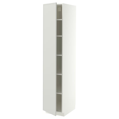 METOD ארון גבוה עם מדפים, לבן/Aspudden אפור בהיר, 40x60x200 ס"מ