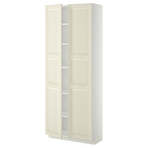 METOD ארון גבוה עם מדפים, לבן/Bodbyn אוף-ווייט, 80x37x200 ס"מ