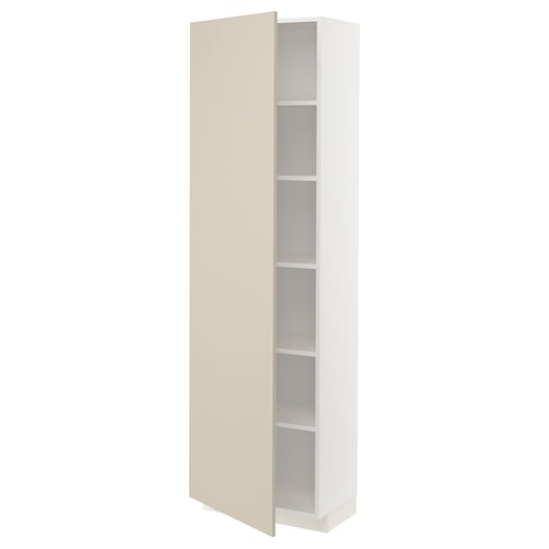 METOD ארון גבוה עם מדפים, לבן/Havstorp בז', 60x37x200 ס"מ