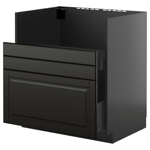 METOD / KNIVSHULT ארון תחתון לכיור TALLSJÖN, שחור-אפור/Bodbyn שחור, 80x60 ס"מ