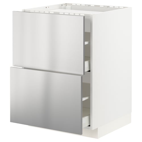 METOD / MAXIMERA אר תח לכיר/2 חזי/2 מגי, לבן/Vårsta פלדת אל-חלד, 60x60 ס"מ
