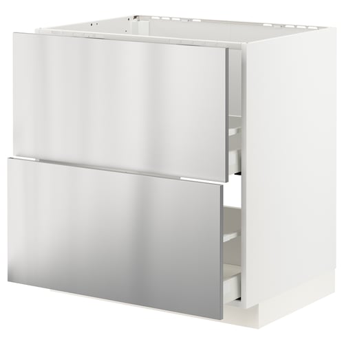 METOD / MAXIMERA אר תח לכיור+2 חזי/2 מגי, לבן/Vårsta פלדת אל-חלד, 80x60 ס"מ