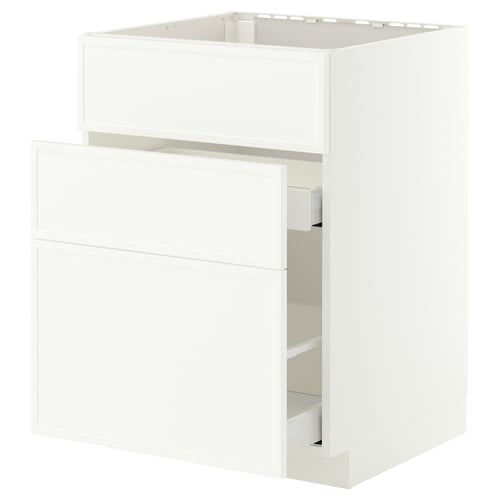 METOD / MAXIMERA ארון תחתון לכיור+3חזיתות/2מגירות, לבן/Aspudden לבן מט, 60x60 ס"מ