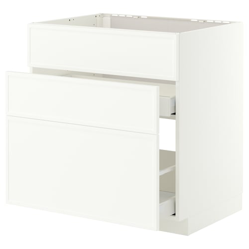 METOD / MAXIMERA ארון תחתון לכיור+3חזיתות/2מגירות, לבן/Aspudden לבן מט, 80x60 ס"מ
