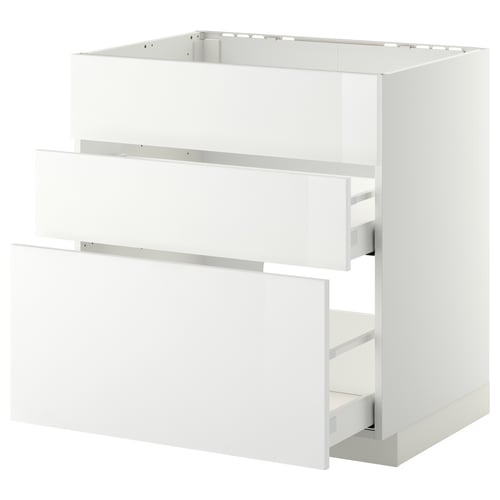 METOD / MAXIMERA אר תח לכיור+3 חזי/2 מגי, לבן/Ringhult לבן, 80x60 ס"מ