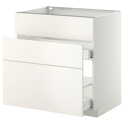 METOD / MAXIMERA אר תח לכיור+3 חזי/2 מגי, לבן/Veddinge לבן, 80x60 ס"מ