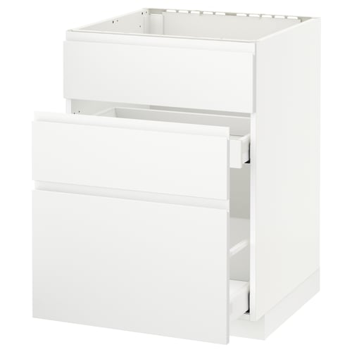 METOD / MAXIMERA אר תח לכיור+3 חזי/2 מגי, לבן/Voxtorp לבן מט, 60x60 ס"מ