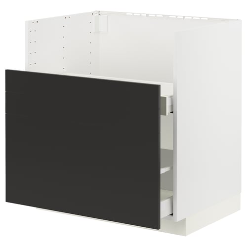 METOD / MAXIMERA ארון תחתון לכיור TALLSJÖN, לבן/Nickebo שחור מט, 80x60 ס"מ