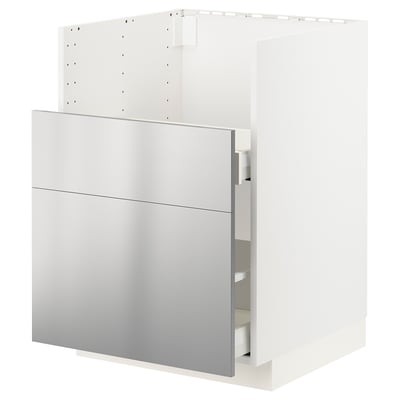 METOD / MAXIMERA ארון תחתון לכיור TALLSJÖN, לבן/Vårsta פלדת אל-חלד, ‎60x60 ס"מ‏