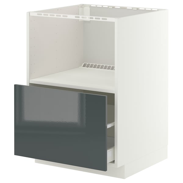 METOD / MAXIMERA ארון תחתון למוצרי חשמל בילט-אין, לבן/Kallarp אפור כהה-ירוק מבריק, 60x60 ס"מ