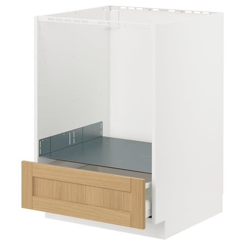 METOD / MAXIMERA ארון תחתון לתנור עם מגירה, לבן/Forsbacka אלון, 60x60 ס"מ