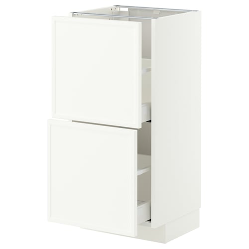 METOD / MAXIMERA ארון תחתון עם 2 מגירות, לבן/Aspudden לבן מט, 40x37 ס"מ