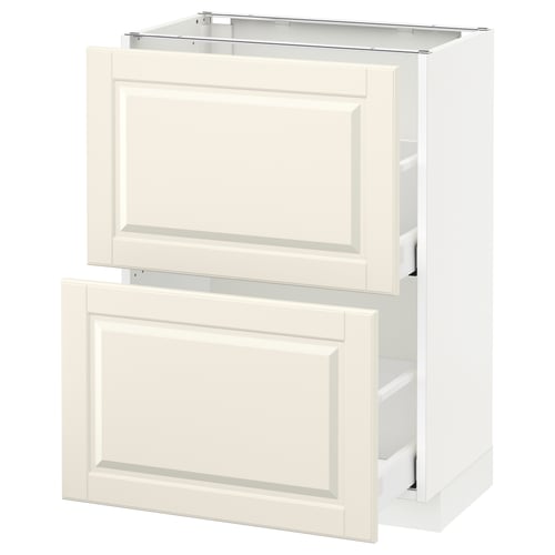 METOD / MAXIMERA ארון תחתון עם 2 מגירות, לבן/Bodbyn אוף-ווייט, 60x37 ס"מ