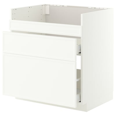 METOD / MAXIMERA ארון תחתון/3חזית/2מגירות כיורHAVSEN, לבן/Aspudden לבן מט, ‎80x60 ס"מ‏
