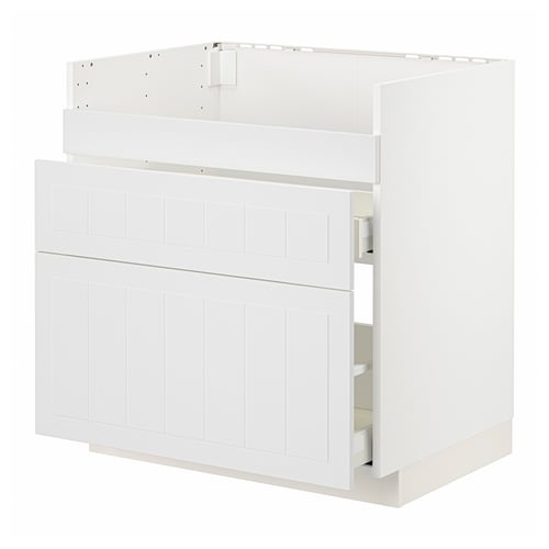 METOD / MAXIMERA ארון תחתון/3חזית/2מגירות כיורHAVSEN, לבן/Stensund לבן, 80x60 ס"מ