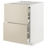 METOD / MAXIMERA ארון תחתון+משטח עבודה נשלף/3 מגירות, לבן/Havstorp בז', ‎60x60 ס"מ‏