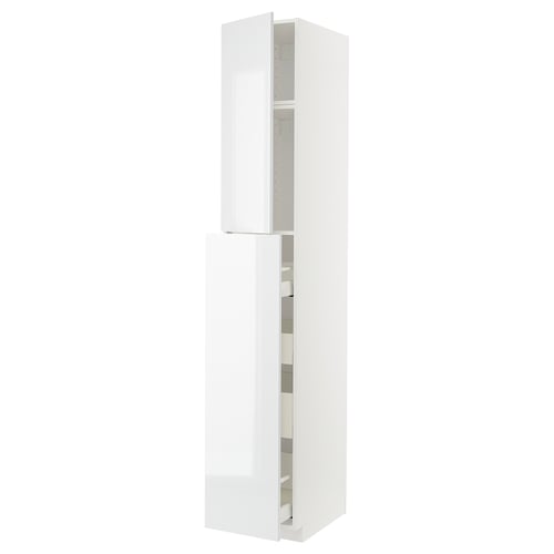 METOD / MAXIMERA ארון עליון עם דלת/4 מגירות, לבן/Ringhult לבן, 40x60x240 ס"מ