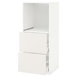 METOD / MAXIMERA ארון גבוה עם 2 מגירות לתנור, לבן/Veddinge לבן, ‎60x60x140 ס"מ‏