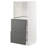 METOD / MAXIMERA ארון גבוה עם 2 מגירות לתנור, לבן/Voxtorp אפור כהה, ‎60x60x140 ס"מ‏