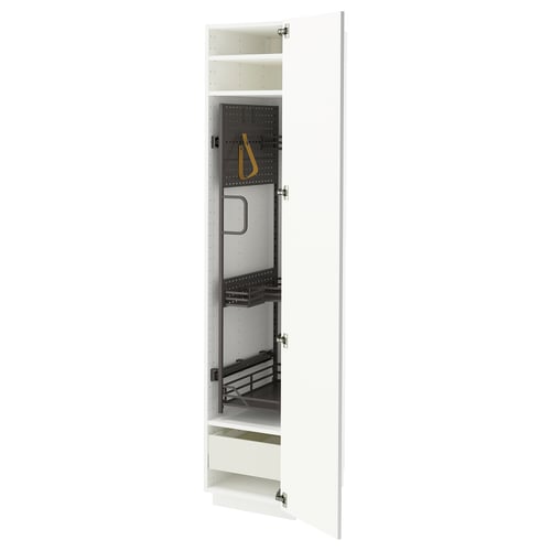METOD / MAXIMERA ארון גבוה+יחידת מדפים פנימית, לבן/Ringhult לבן, 40x60x200 ס"מ